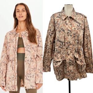 The Upside Henley Rover Utility Jacket Organic Cotton Printed Camo Size L US 10